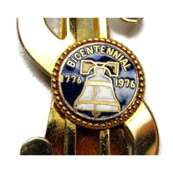 Money Clip Dollar Sign Bicentennial Gold T Wallet Credit Card Cash Holder Used - Picture 4 of 6